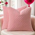 Kevin Textile Soft Corduroy 18x18 Inch Pillow Covers 2 Pack, Dark Pink
