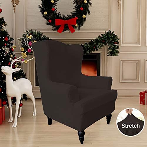 Easy-Going Stretch Wingback Chair Sofa Slipcover Chocolate