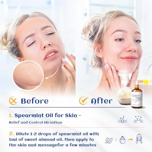 HIQILI Spearmint Essential Oil for Diffuser, Skin & Hair Care