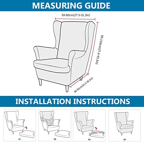 HZDHCLH Wingback Chair Slipcovers 2 Piece,Stretch Spandex Wing Chair Covers for Living Room Armchair,Washalbe Sofa Slipovers (Burgundy)
