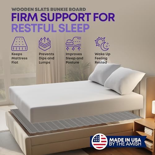 Greaton, Wooden Full Bed Slats for Support Under Mattress with Cover – Replacement Wood Slats for Full Size Bed Frame – Under Mattress Support Without Extra Height – 3.38-Inch Standard Width