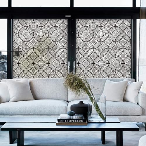 DKTIE Boho Stained Glass Window Privacy Film Easy to Install 35.4" x 78.7"