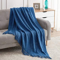 BOURINA Royal Blue Throw Blanket 50x60 Inch Knitted Soft Throw Sofa Blanket