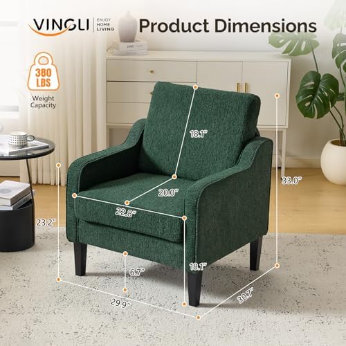 VINGLI Accent Chairs Set of 2, Chenille Upholstered Armchair Living Room