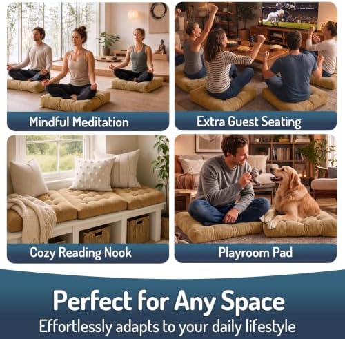 Floor Pillows Set of 2, Large Meditation Cushion for Adults, 22 Inch Square