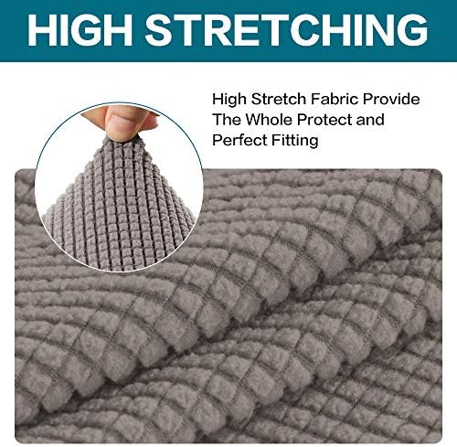 Turquoize Stretch Sofa Slipcover 2 Pieces Sofa Cover Couch Cover for 2 Cushion Couch Washable Furniture Protector Covers with Elastic Bottom Feature Thick Jacquard Fabric (Loveseat, Taupe)