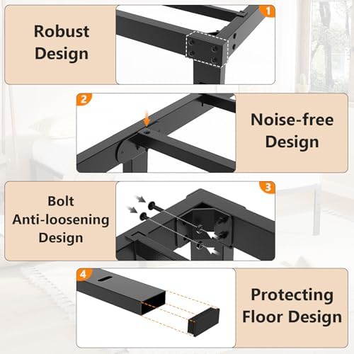 VINGLI 12 Inch Twin Bed Frame, Heavy Duty Metal Platform, No Box Spring Needed, Sturdy Steel Slat Support, Easy Assembly, Noise-Free, 10.4 Inch Underbed Storage,Black