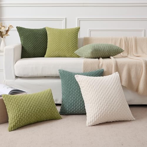 Kevin Textile Soft Corduroy 28x28 Inch Pillow Covers 2 Pack, Teal Green
