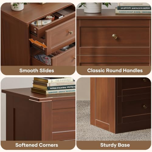wanan Nightstand Set of 2 with Hidden Drawer, Walnut