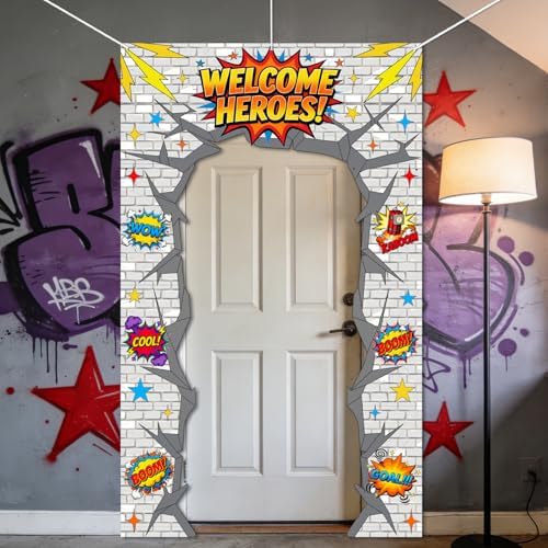 CUTHOLLOW 3Pcs Welcome Heroes Decorations Porch Sign Banner