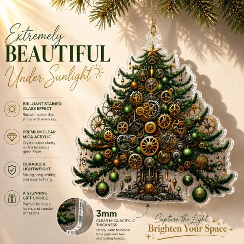 Steampunk Christmas Tree Ornament 2026 with Clockwork Gear Design