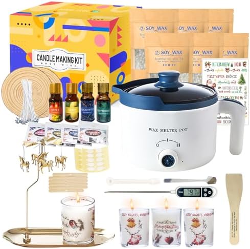 Scented Candle Making Kit for Adult with Wax Melter&Glass Jars 1.32lbs