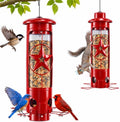 Squirrel Proof Bird Feeders for Outdoors with Weight-Activated, 3LB Large Metal Wild Bird Feeders for Cardinals,Blue Jay,Finch, Weatherproof Durable Tube Hanging Bird Feeder for Backyard,Garden,Patio