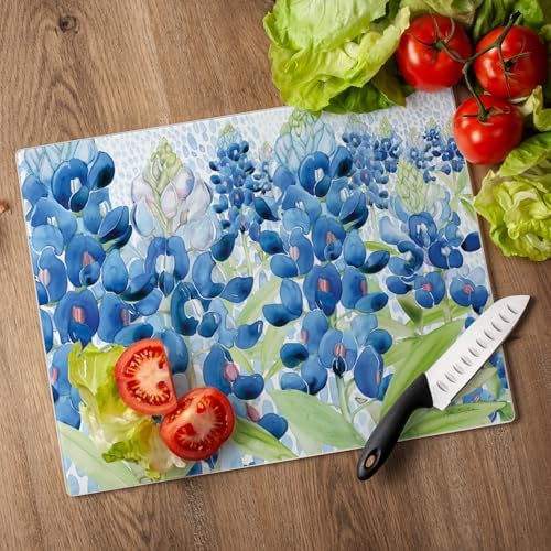 CounterArt Bluebonnet Field 3mm Tempered Glass Cutting Board