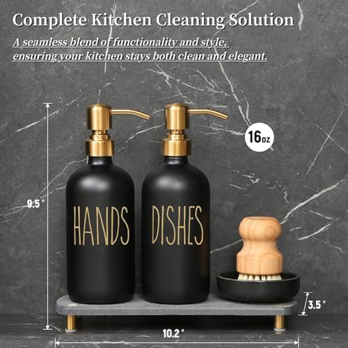 MOMEEMO Soap Dispenser Set Comes with Stainless Steel Pumps, Gold & Black