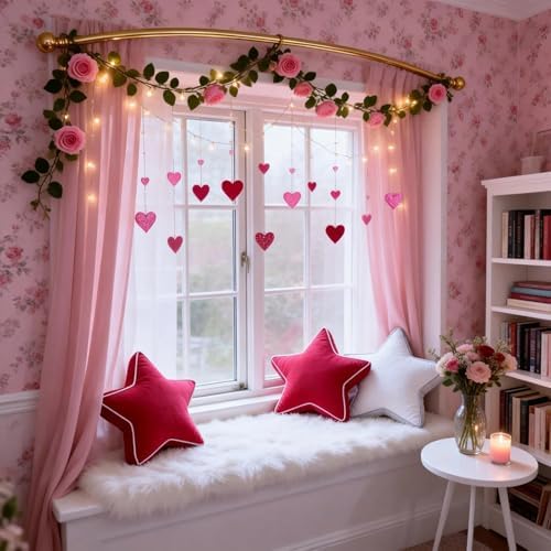 Star Pillow - 22 Inches Decorative Throw Pillows Floor Cushion Large Accent Pillow for Sofa Bed Couch Bedroom Red