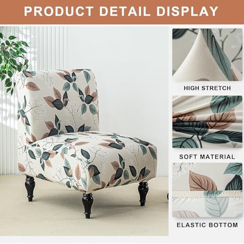 Eco-Ancheng Armless Chair Slipcover Removable Armless Accent Chairs Covers Washable Armless Slipper Chair Slipcover Printed Armless Chair Furniture Protector Covers for Living Dining Room Hotel