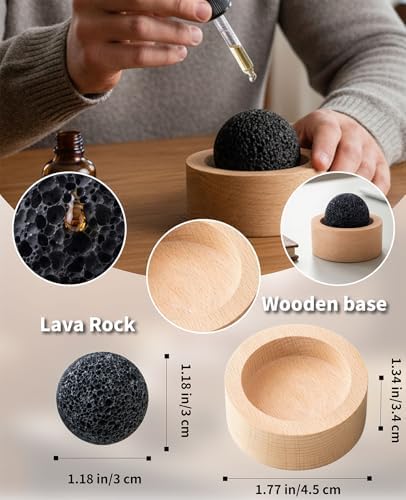 3PCS Lava Rock Passive Essential Oil Diffuser, Small Natural Stone Diffuser Gift for Desk, Office, Car, Bedroom (Small Size 1.77" L x 1.34" W x 1.18" H)