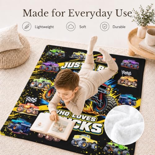 Truck Blankets for Boys, Flannel Car Gifts for Kids Toddlers