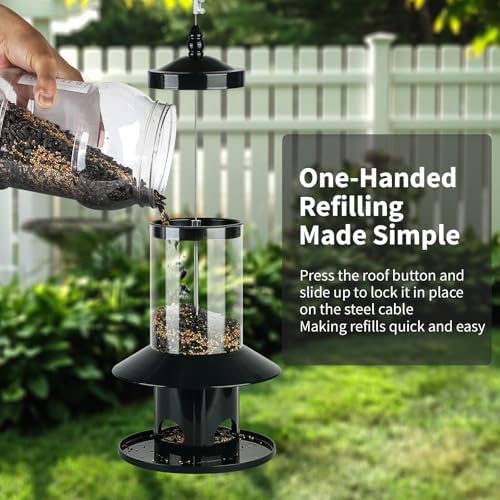 Squirrel-Proof Bird Feeder 360° Feeding Perch Tray for Outdoor Hanging