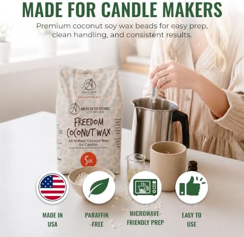 American Soy Organics Freedom Coconut Soy Wax Beads, Candle Wax, 5 lbs