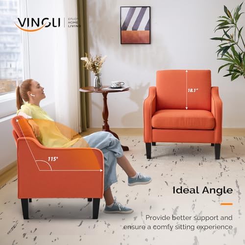 VINGLI Accent Chair, Linen Upholstered Armchair, 380 LBS, Living Room