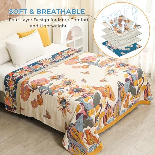 Boho Floral Large Throw Blanket for Bed Couch 60"x80"