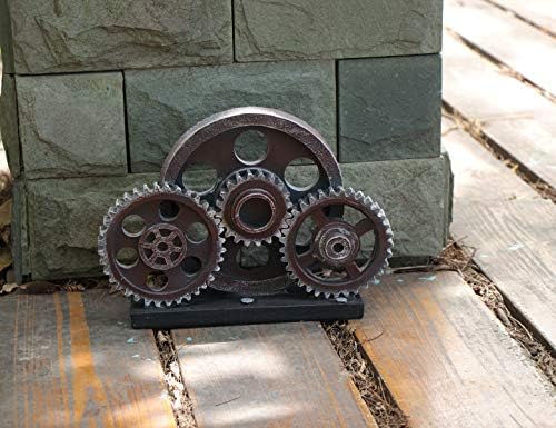 Industrial Steampunk Gear Train Figurine, Cog Wheel Statue, Resin Model, Home Bar Décor Ornament 7.7" H Copper
