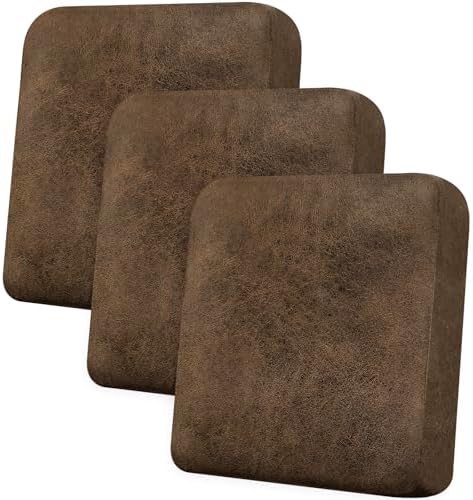 Couch Cushion Covers Leather-Look 3PC Stretch Sofa Seat Slipcover Sets for Living Room Individual Sofa Cushion Cover Couch Seat Protectors, Pet-Friendly, Non-Slip, Easy Fit - Brown