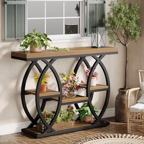 Tribesigns 39.4" Console Table, 4-Tier Sofa Table, Accent Tables, Brown