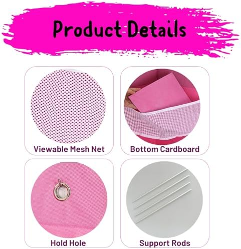 Soft Corner Shelf | Safe Hanging Organizer | Child-Friendly Wall Mount Storage | for Sundries, Toys, Stuffed Animals, Diapers | for Pantry Closet Bedroom Nursery Organization Pink