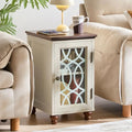 Joaxswe Narrow Side Table with Glass Door Storage