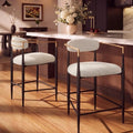 Morden Fort Counter Height Bar Stools Set of 2 with Gold Arms, Cream Boucle