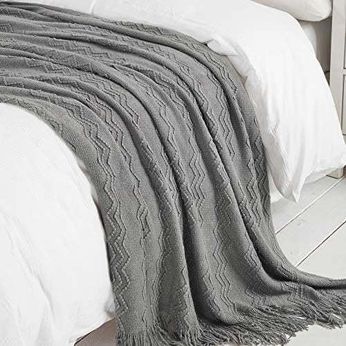 BOURINA Dark Grey Throw Blanket 60x80 Inch Knitted Soft Throw Sofa Blanket