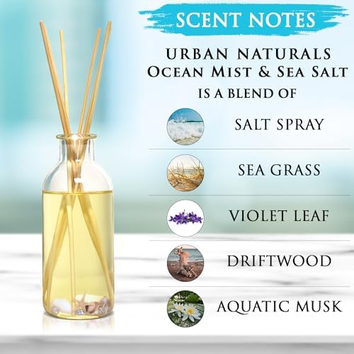 Urban Naturals Reed Diffuser Set, Ocean Mist & Sea Salt - Bathroom Décor