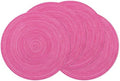 SHACOS Hot Pink Round Braided Placemats Set of 4 Washable Fabric Place Mat