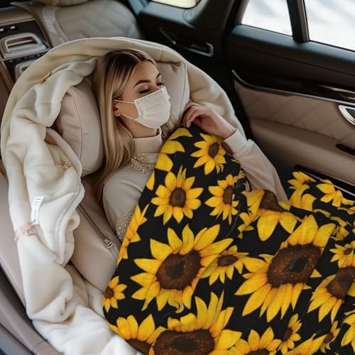 Sunflowers Floral Fleece Throw Blanket Ultra Soft Cozy Decorative Flannel Blanket for Home Bed Couch Chair Travel 50x40in
