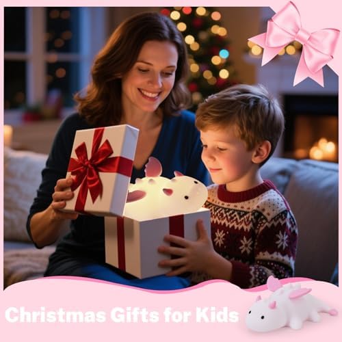 AVEKI Pink Dragon Night Light, Cute Baby Lamp Gifts for Kids Boys Girls