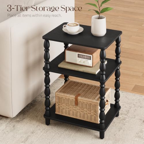 Yoobure Small Side Table - Black End Tables Living Room with Spindle Legs