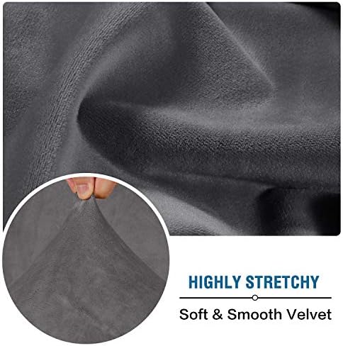 H.VERSAILTEX Velvet Stretch Couch Cushion Cover Plush Cushion Slipcover for Chair Loveseat Sofa Cushion Furniture Protector Seat Cushion Sofa Cover (2 Piece Medium Sofa Cushion Covers, Grey)
