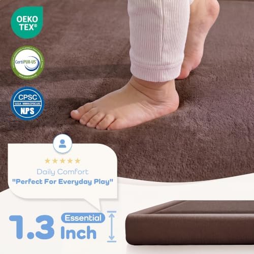 1.3" Thick Baby Play Mat for Floor,71x79 Large Memory Foam Tummy Time Mat