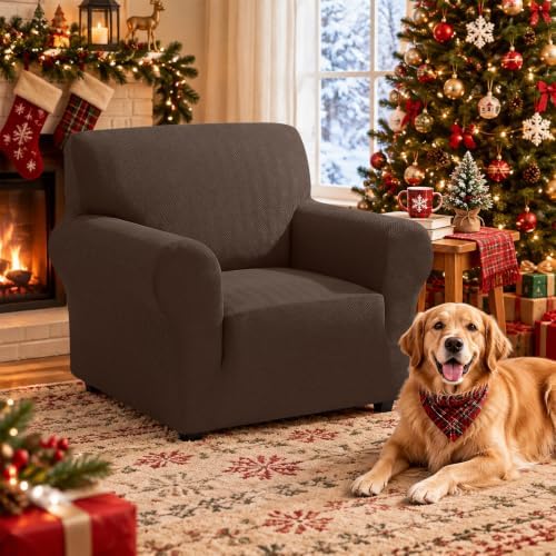 XINEAGE Stretch Armchair Slipcover, Non-Slip Pet Couch Cover,Light Coffee
