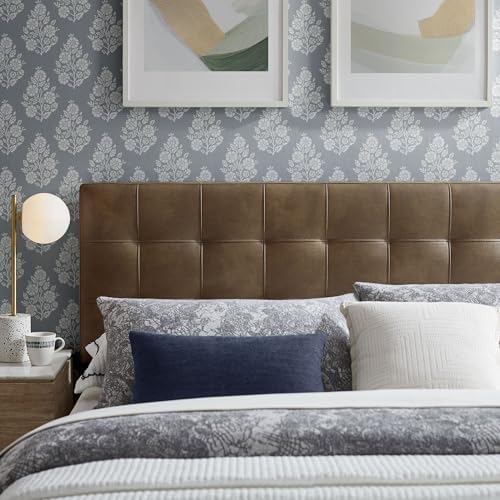 Modway Lily Vegan Leather Full Size Headboard with Biscuit Tufting in Mushroom - Vegan Leather Upholstery with Padded Design and 5 Height-Adjustable Mounts