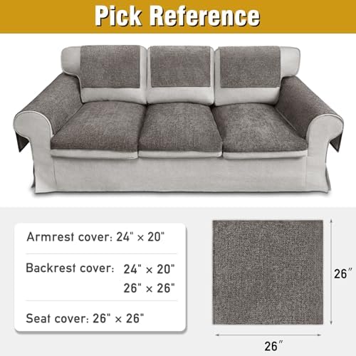 Couch Arm Covers, Sofa Arm Covers, Waterproof Armrest Cover for Sofa, Armchair, Loveseat, Non-Slip Recliner Arm Cover, Headrest Cover, Arm Chair Covers Set of 2 (Chocolate, 26"×26")