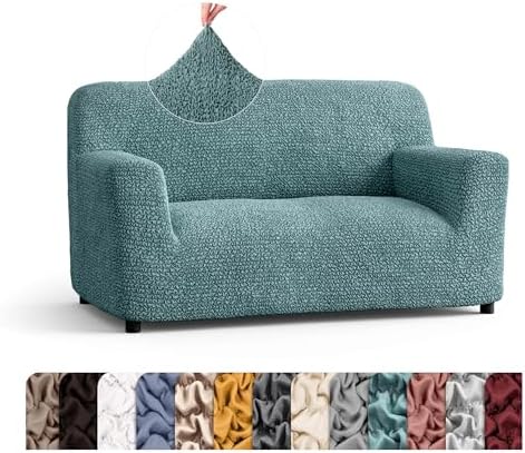 PAULATO Premium Stretch Couch Covers for Sofa - Sofa Chair Cover Washable, Dogs & Pets Friendly - Elastic Polyester Loveseat Slipcovers - Non-Slip Love Seat Couch Covers - Teal (40"-63" Wide)