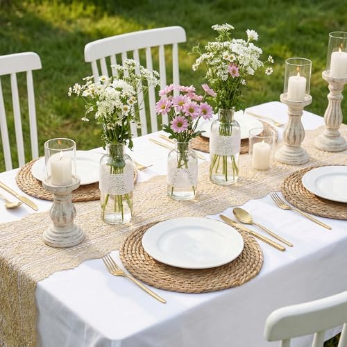 Round Woven Placemats 6PCS 13in Rattan Charger Wicker Boho Place mat