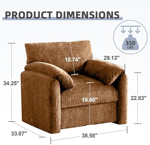 Howjoe Accent Chair for Living Room, Oversized Armchair, Rustic Broning