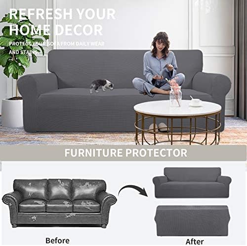 Easy-Going Stretch Couch Covers for Sofa Washable Large Gray