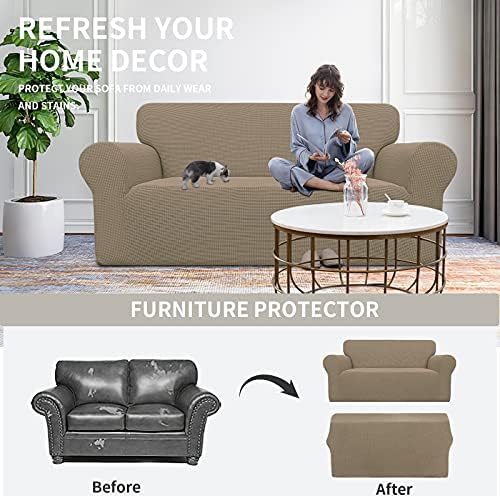 Easy-Going Stretch Oversized Loveseat Couch Covers Washable Natural