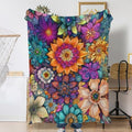 Vintage Floral Fall Throw Blanket,Ethic Flower Cozy Plush Fluffy Blanket for Living Room Decor,Lightweight Fleece Throws for Couch,Bed,Traveling,Naps,Reading,40 X 50 Inch